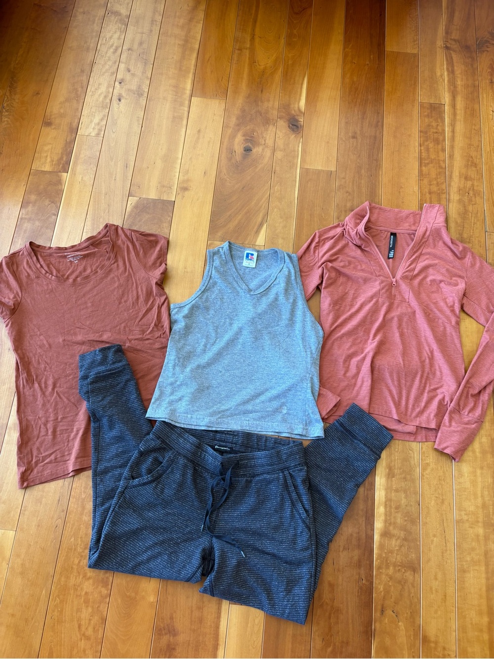 Small Women's Lot joggers, sleeveless top, orange tee long sleeve athletic tee